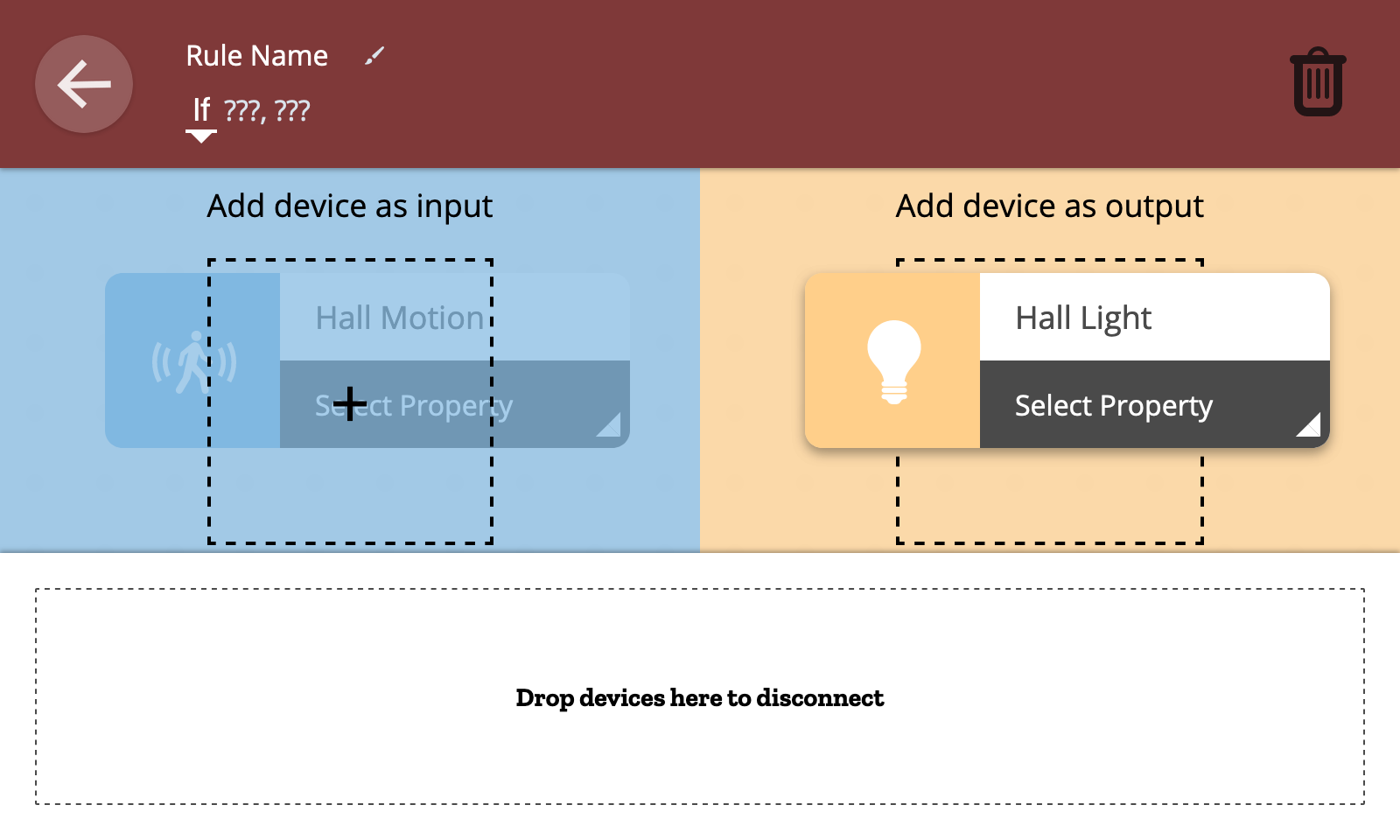 Screenshot showing the output device being dragged into place